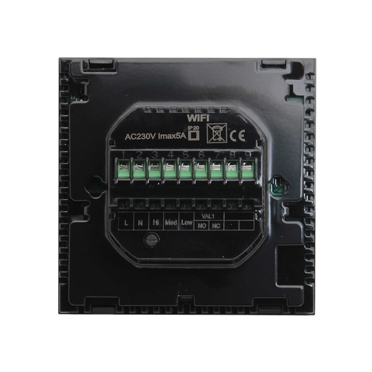 Black Glass Screen Wifi Fan Coil Thermostat TGT70-AC
