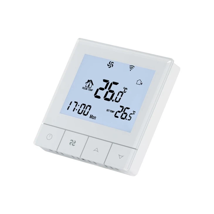 White Frame And Backlight Touch Screen Fan Coil Thermostat TDS75-AC